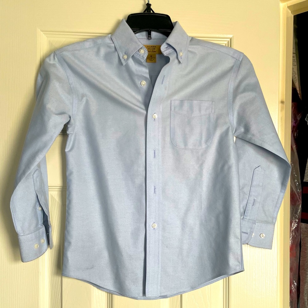Basic blue formal long sleeve shirt
